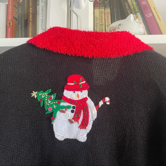 Vintage Snowman Christmas Cardigan Sweater M - Picture 10 of 15